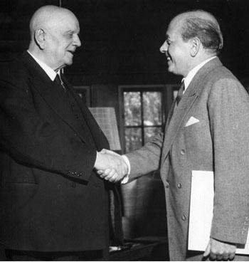 Jean Sibelius és  Ormándy Jenő Ainolában 1951